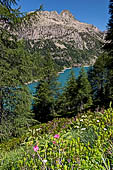 Dalla sponda Est del Lago Devero si ha piena visione della val Deserta e delle cime circostanti (pizzo Fizzo, punta di Valdeserta e Albrunhorn). 